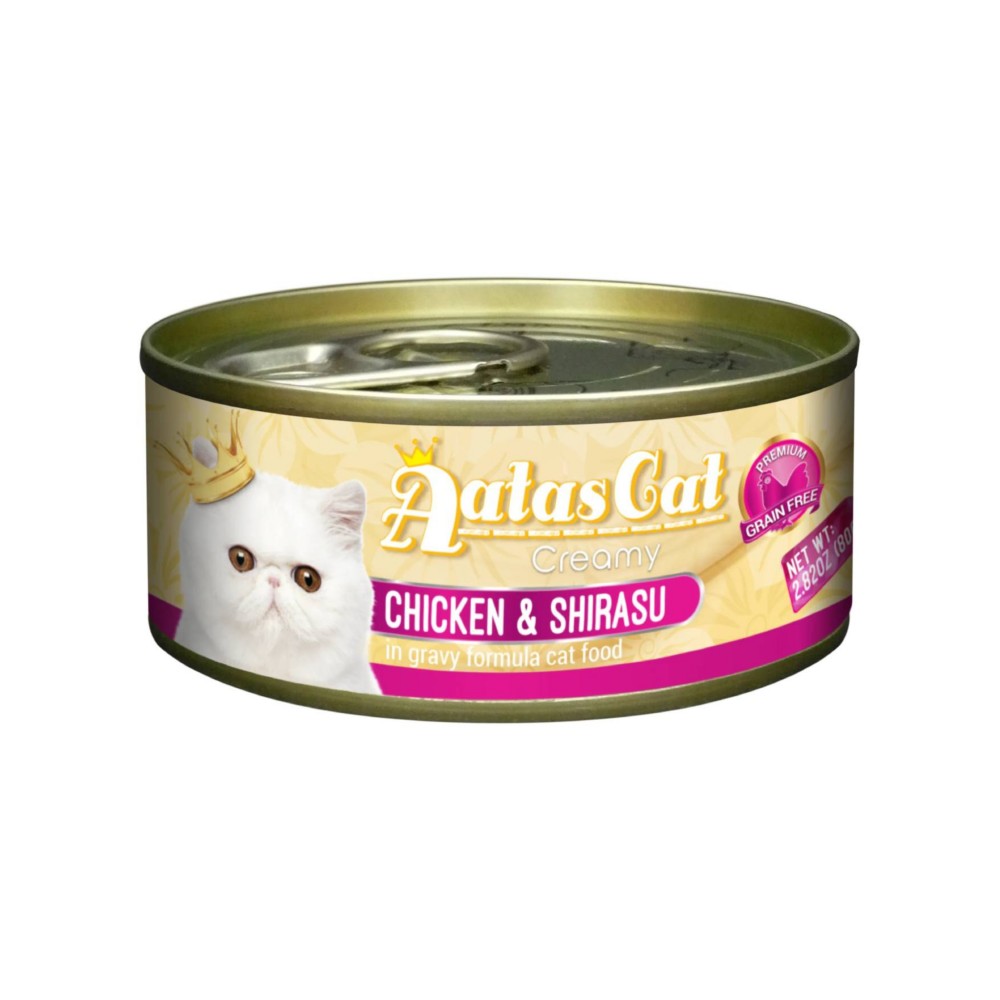 Aatas Cat 80g Creamy Chicken & Shirasu In Gravy Cat Wet Canned Food