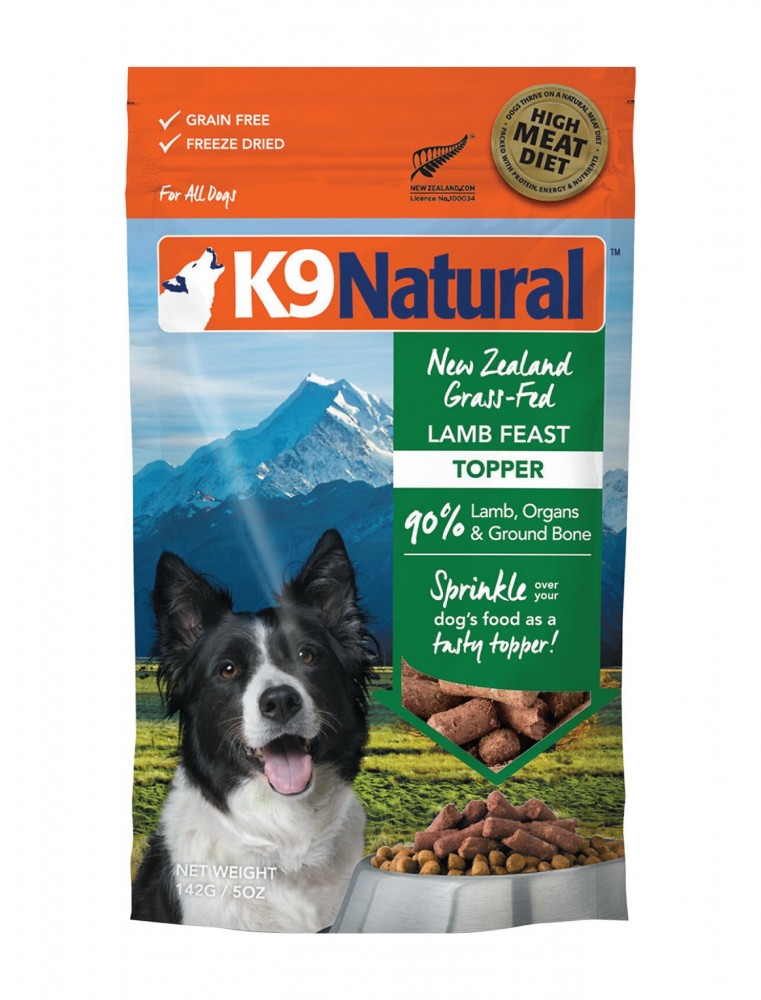 (exp: 31 Oct 2025) K9 Natural Dog Freeze Dried 142g Lamb Feast Toppers Dry Dog Food