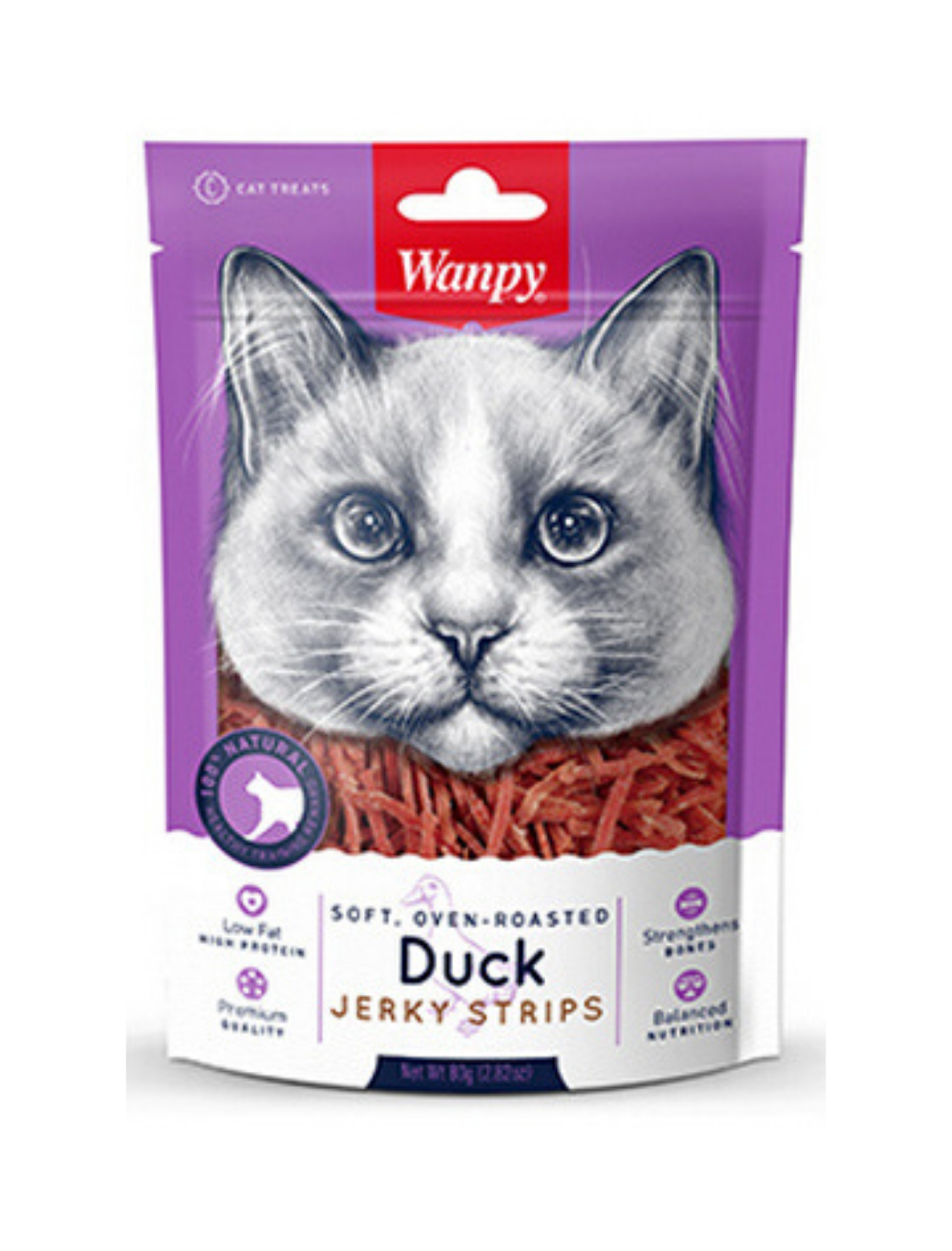 Wanpy Oven Roasted Duck Strips Cat Treats 80g