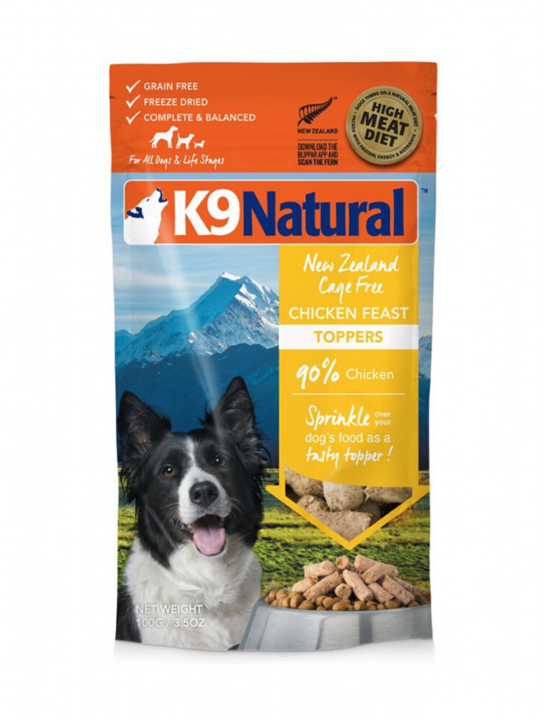 (exp: 30 May 2025) K9 Natural Dog Freeze Dried 100g Chicken Feast Toppers Dry Dog Food
