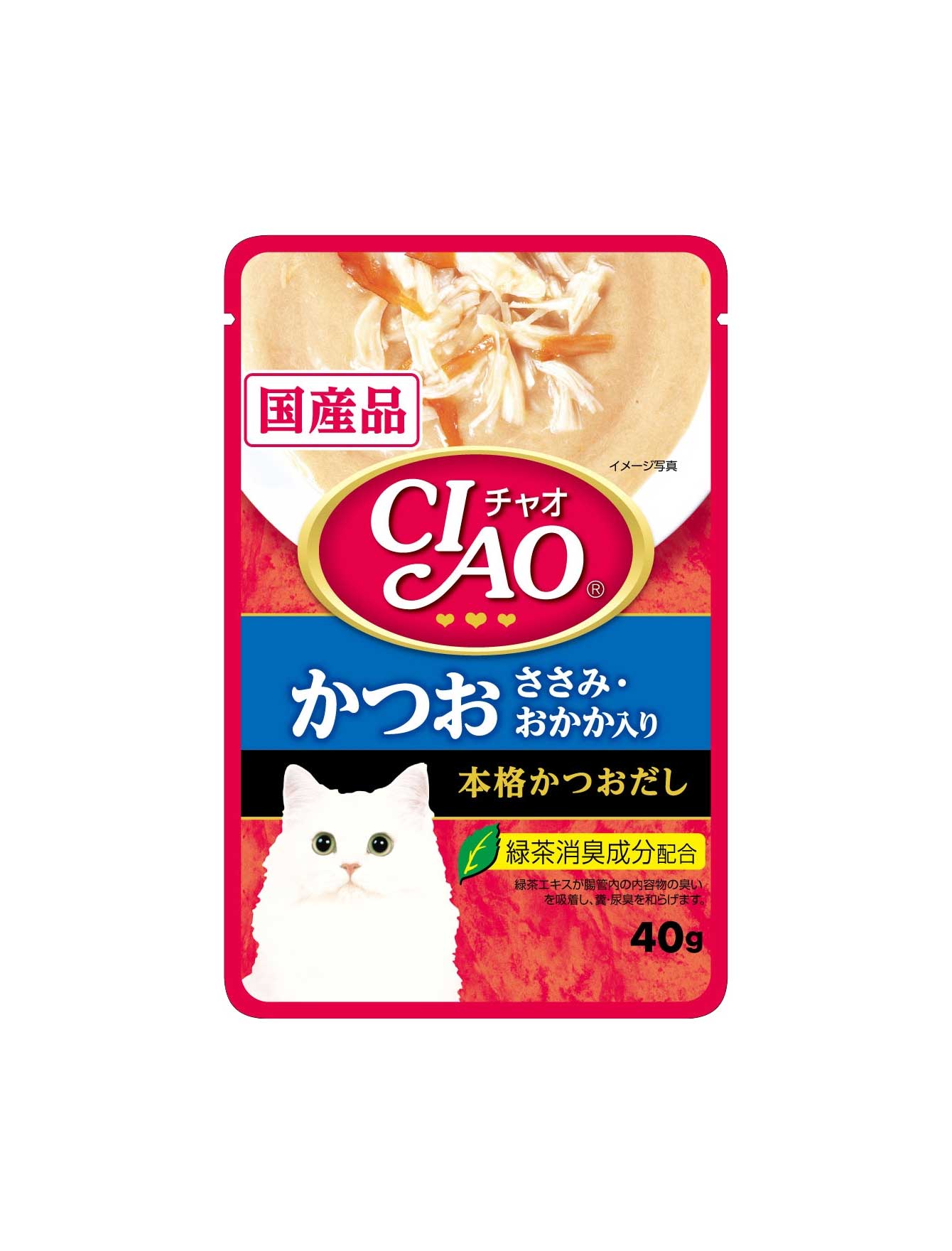 (exp: 02 Mar 2027) Ciao Pouch 40g Tuna Katsuo & Chicken Fillet Topping Dried Bonito Wet Cat Food