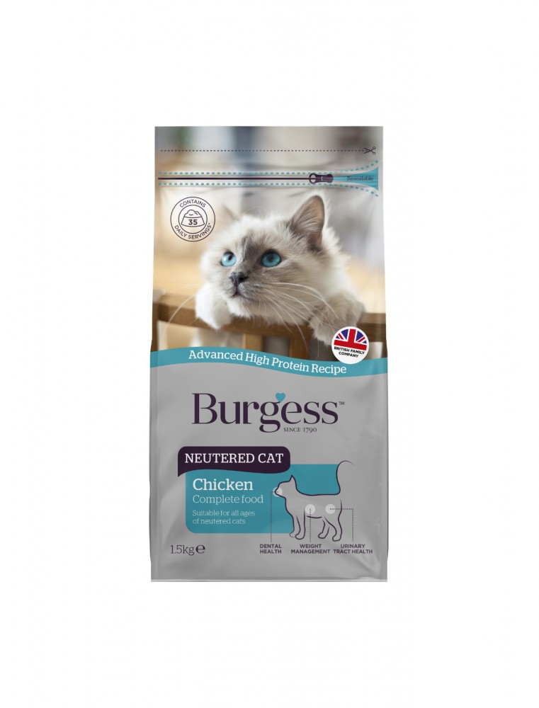 Burgess Cat 1.5kg Neutered Cats Chicken Cat Dry Food