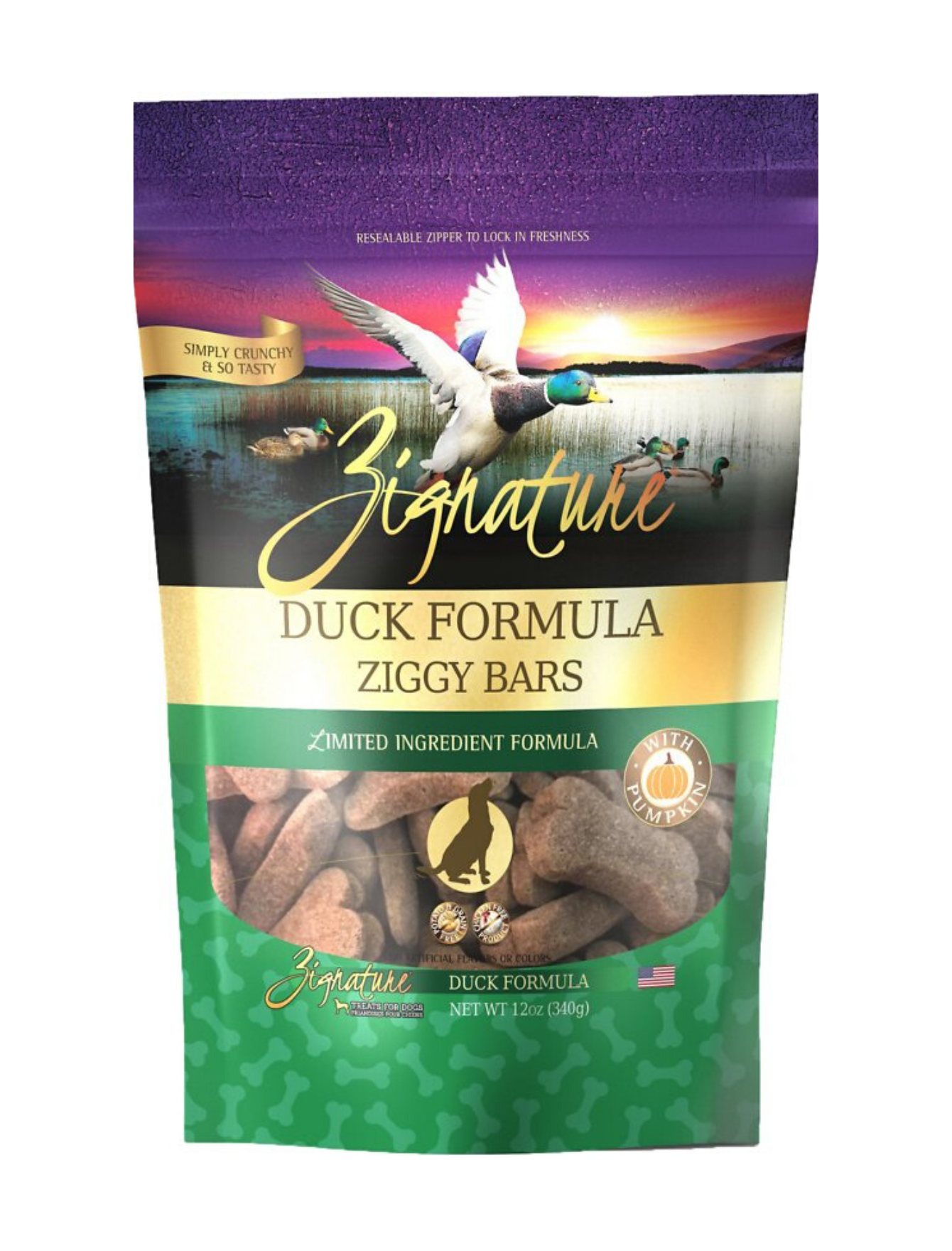 Zignature Ziggy Bars Duck Formula Biscuit Treats For Dogs 12oz 