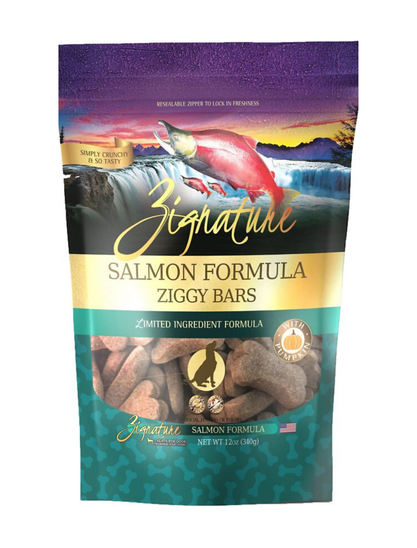 Zignature Ziggy Bars Salmon Formula Biscuit Treats For Dogs 12oz 