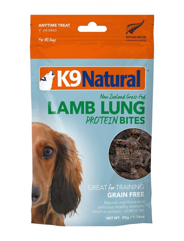 K9 Natural Air Dried Lamb Lung Protein Bites Dog Treats 50g