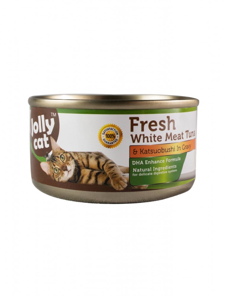 Jollycat Fresh White Tuna & Katsuobushi In Gravy Cat Wet Food 80g 