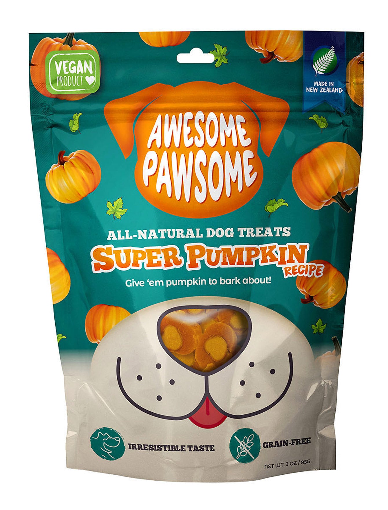 (exp: 20 Oct 2025) Awesome Pawsome Super Pumpkin Grain-free All Natural Dog Treats 85g