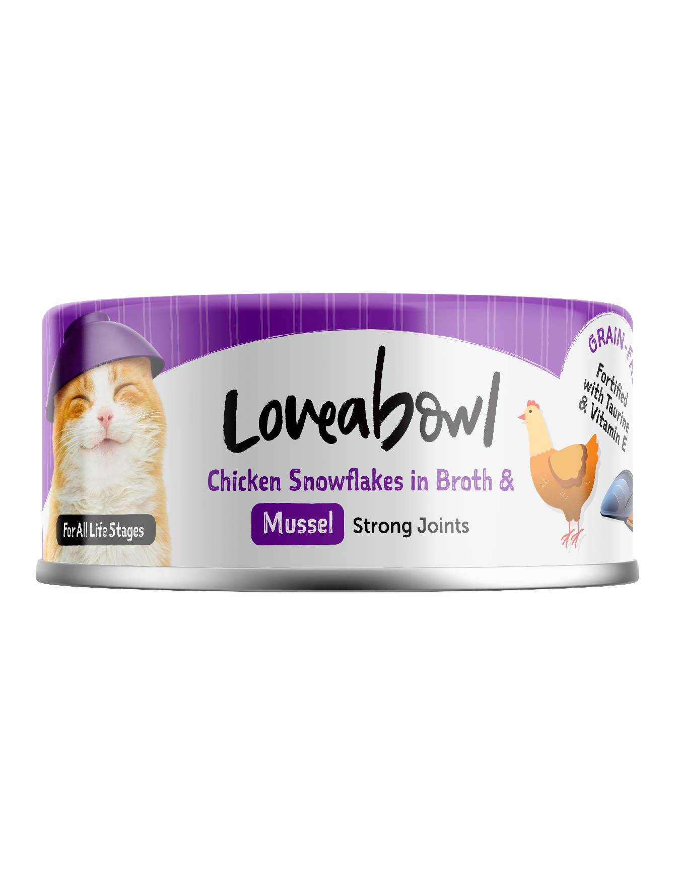 (exp: 01 Apr 2028) Loveabowl Cat 70g Chicken Snowflakes In Broth With Mussel Cat Wet Canned Food