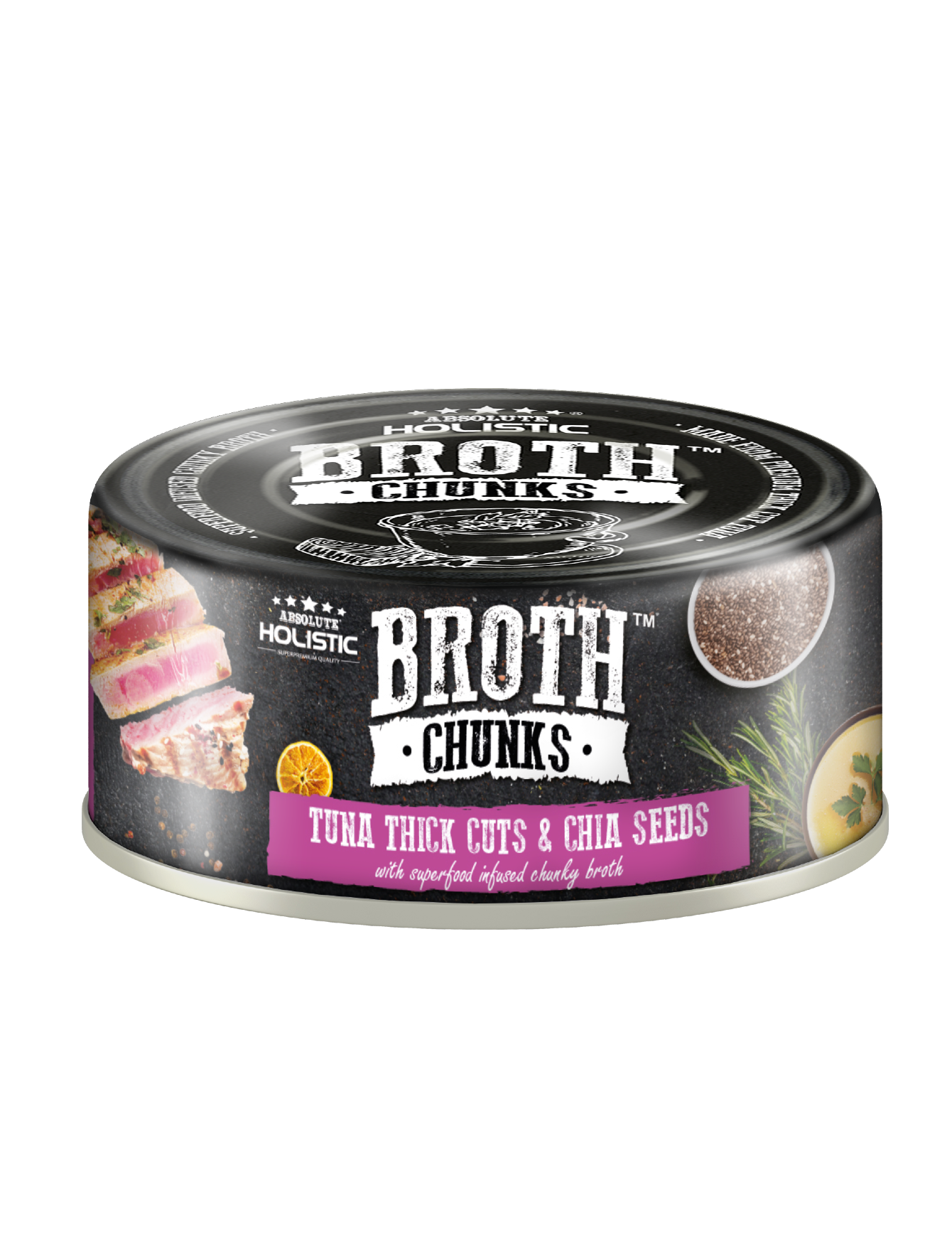 Absolute Holistic Broth Chunks Tuna Thick Cuts & Chia Seeds Wet Cat & Dog Food 80g