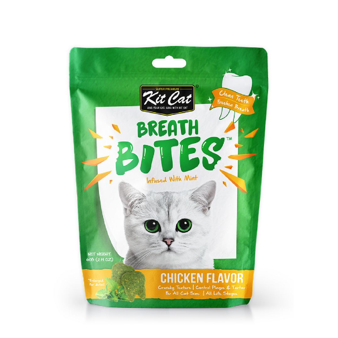 Kit Cat 60g Breath Bites Infused With Mint Chicken Flavor Cat Treat