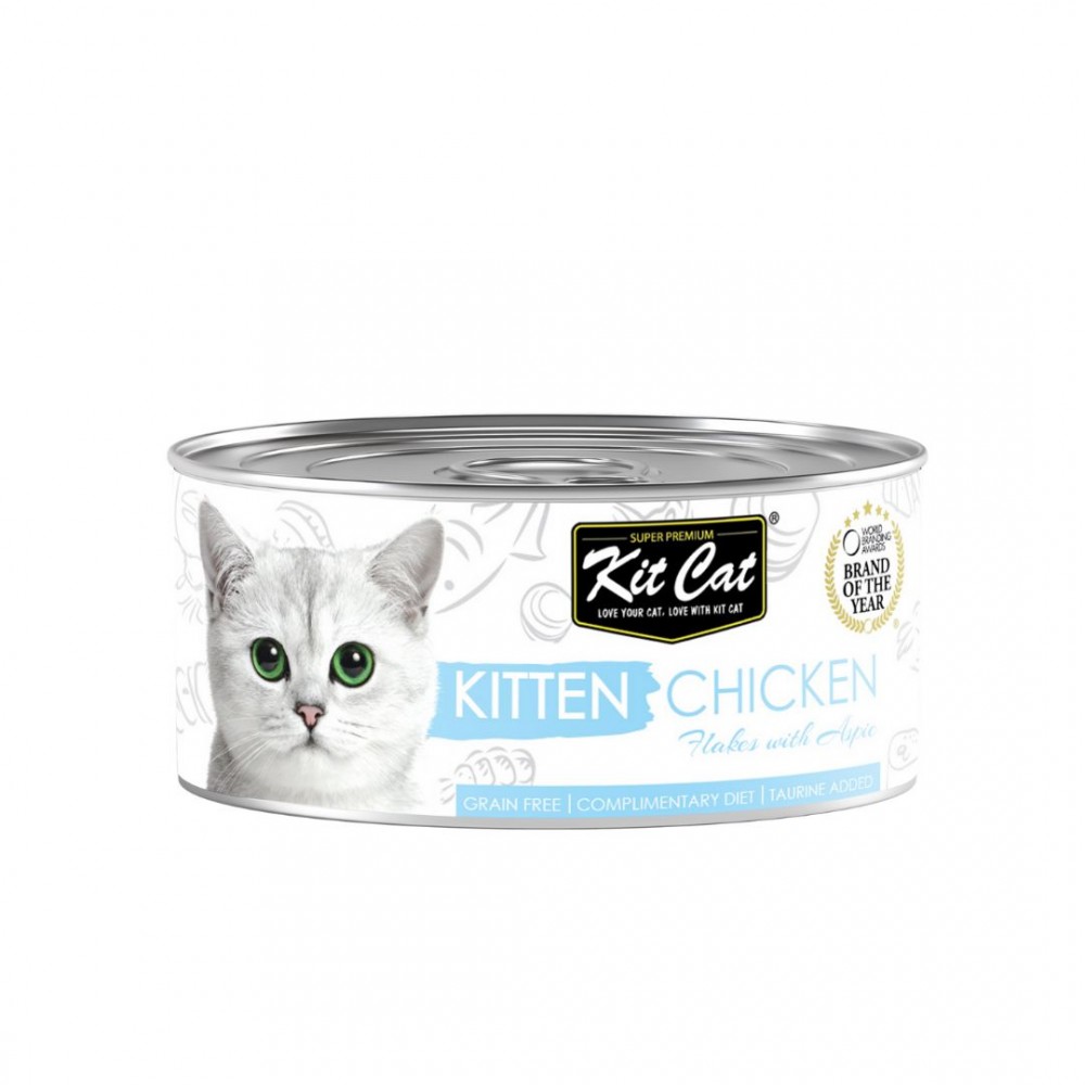 Kit Cat 80g Deboned Toppers Canned Kitten Chicken Flakes With Aspic Wet Cat Food