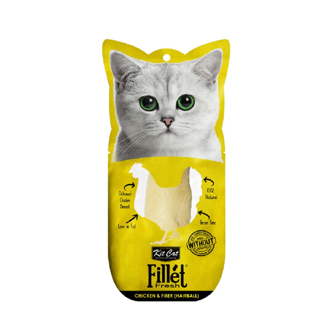 Kit Cat 30g Fillet Fresh Chicken & Fiber (hairball Control) Cat Treat