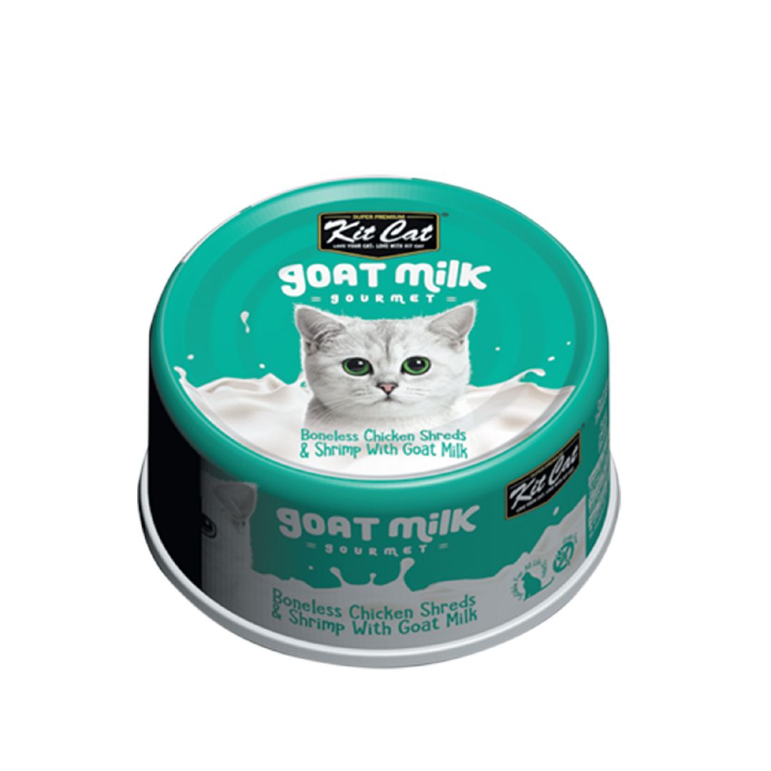 Kit Cat Goat Milk Gourmet 70g Boneless Chicken Shreds & Shrimp With ...