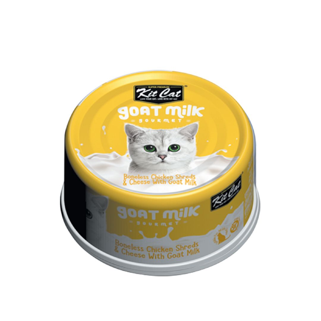 Kit Cat 70g Goat Milk Gourmet Boneless Chicken Shreds & Cheese With Goat Milk Wet Cat Food