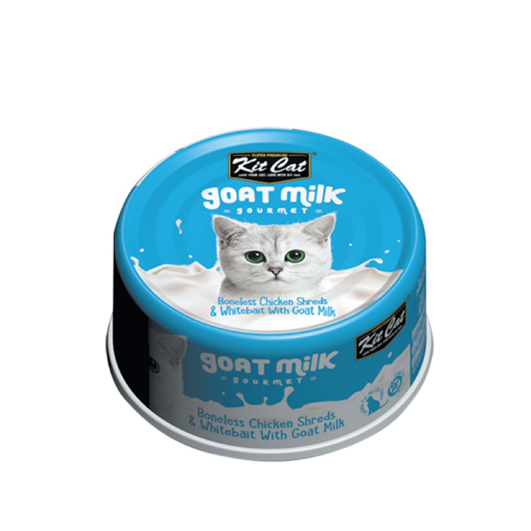 Kit Cat 70g Goat Milk Gourmet Boneless Chicken Shreds & Whitebait With Goat Milk Wet Cat Food
