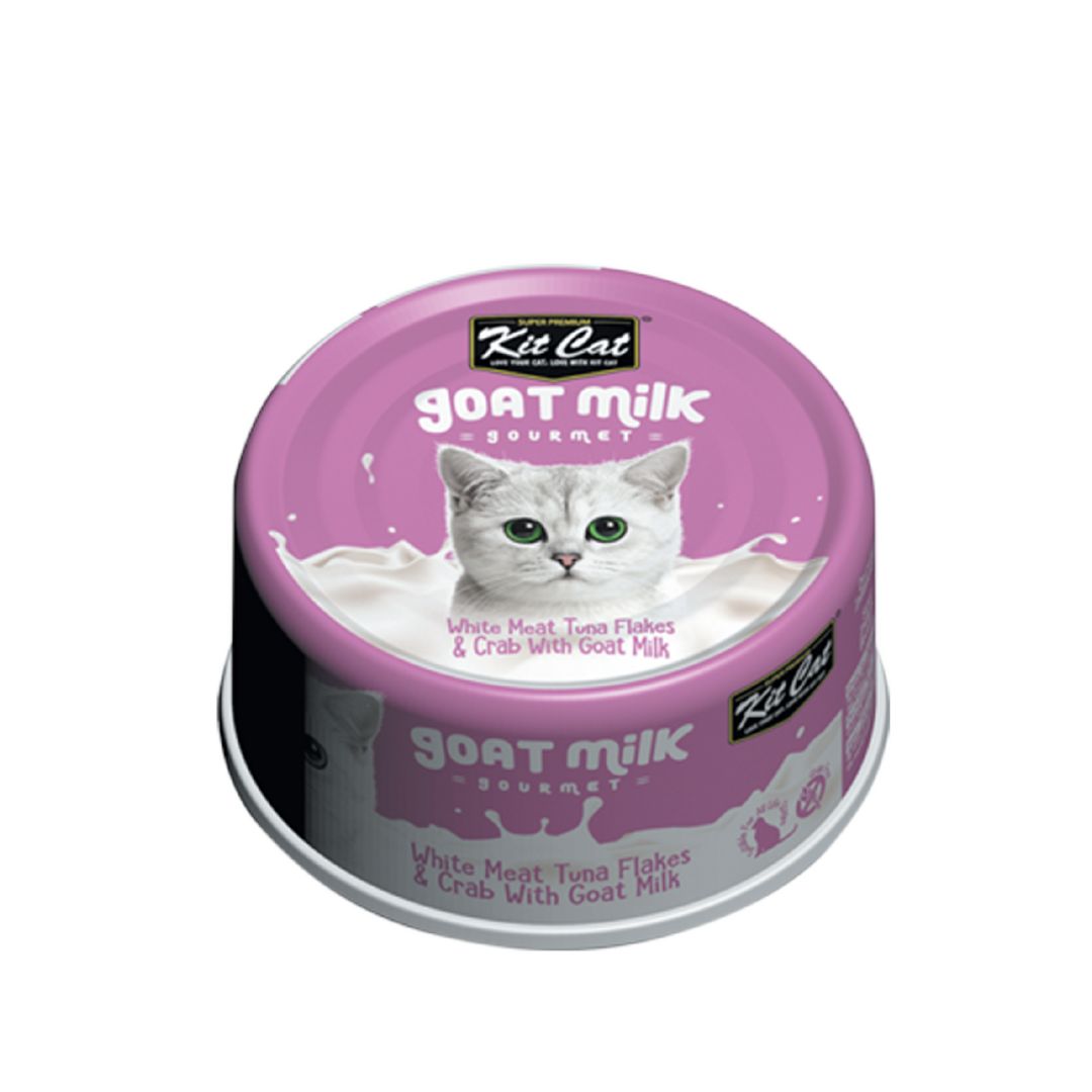 Kit Cat 70g Goat Milk Gourmet White Meat Tuna Flakes & Crab With Goat Milk Wet Cat Food