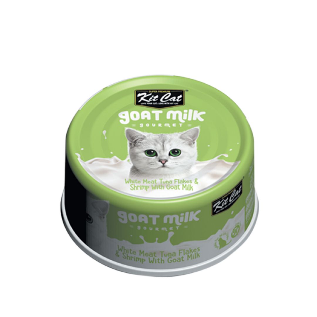 Kit Cat 70g Goat Milk Gourmet White Meat Tuna Flakes & Shrimp With Goat Milk Wet Cat Food