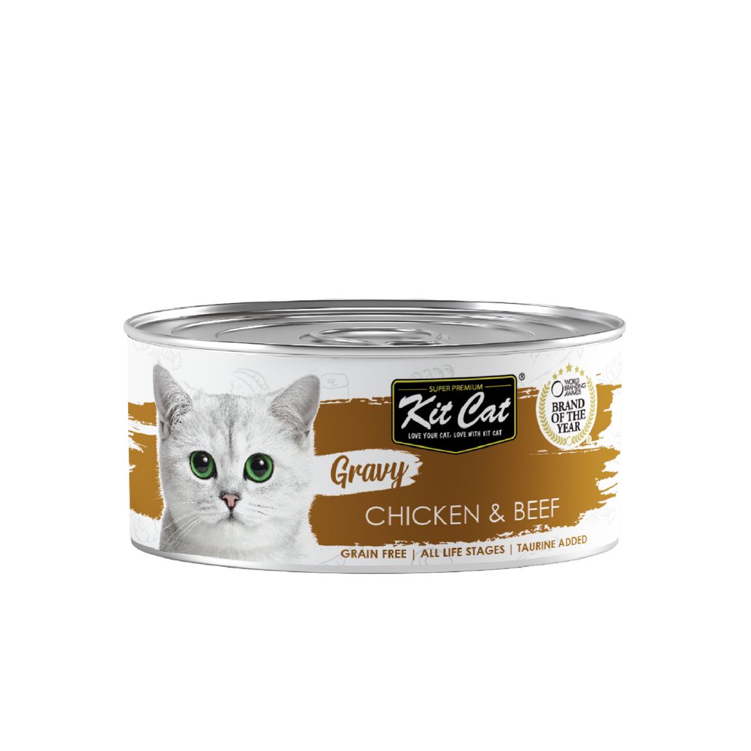 Kit Cat 70g Gravy Canned Chicken & Beef Wet Cat Food