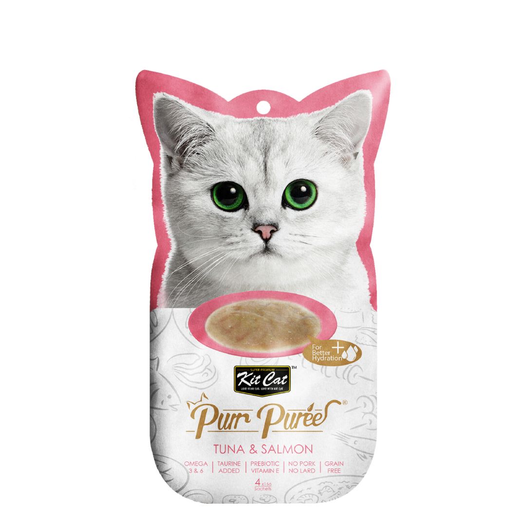 (exp: 26 Aug 2026) Kit Cat 5x15g Purr Puree Tuna & Salmon Cat Treat