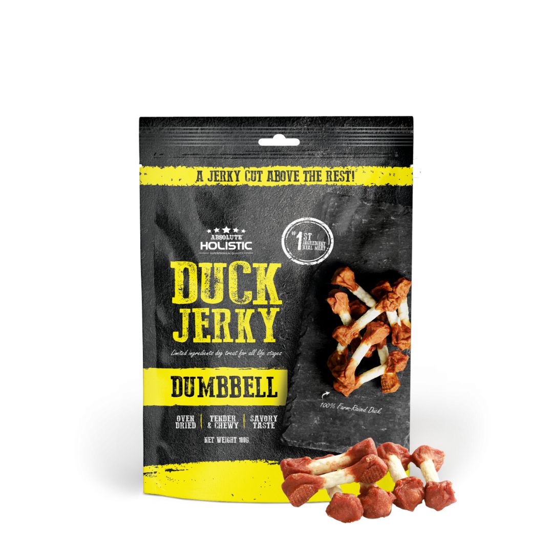 Absolute Holistic Dog 100g Jerky Duck Dumbbell Dog Treat