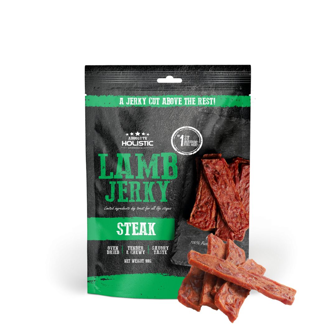 Absolute Holistic 100g Jerky Dog Treat Lamb Steak