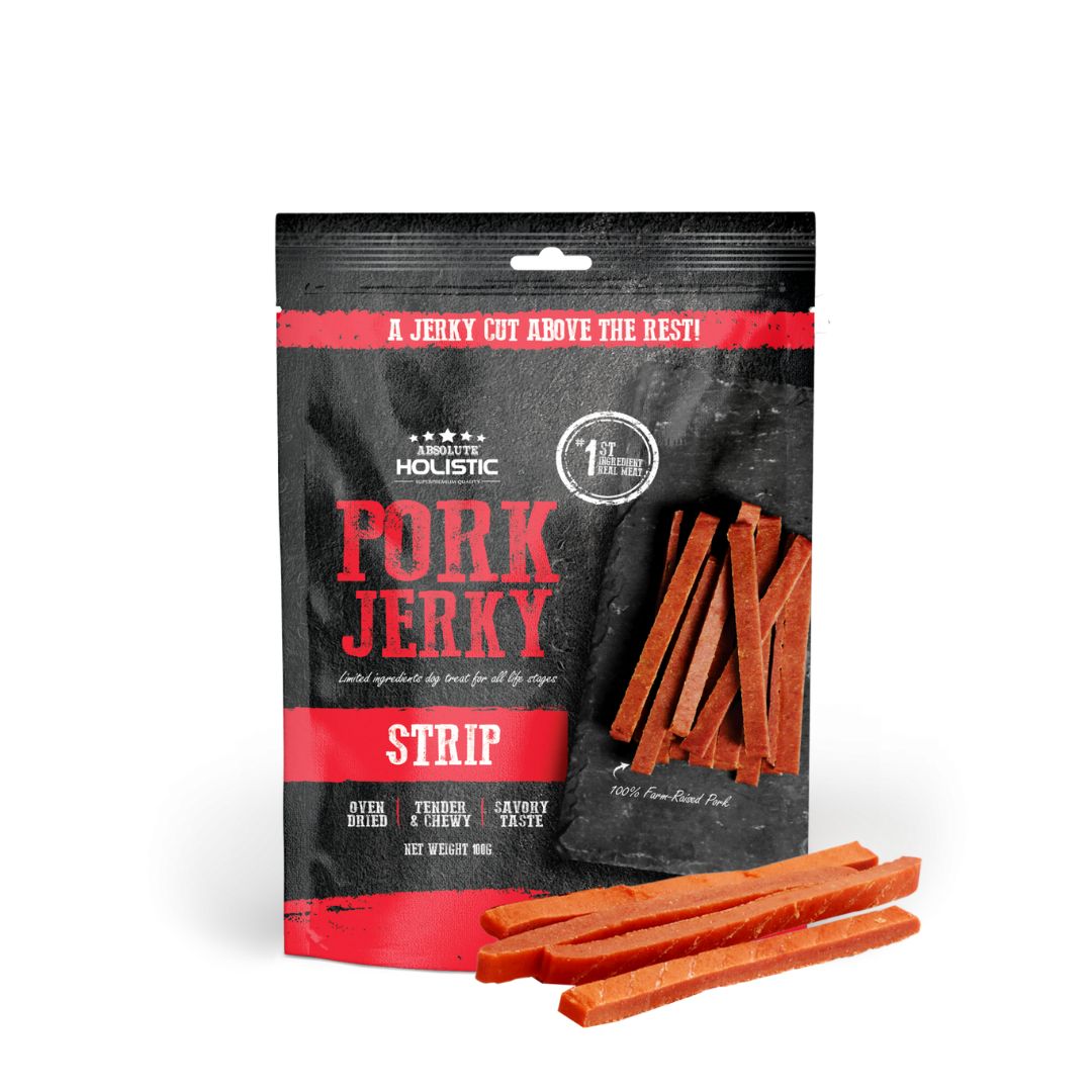 Absolute Holistic 100g Jerky Dog Treat Pork Strip