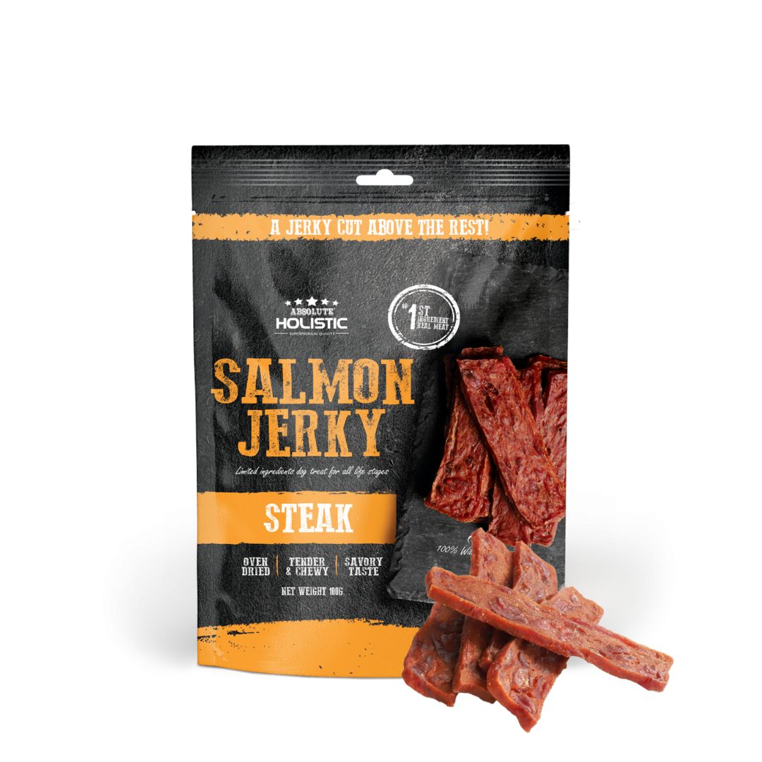 Absolute Holistic Dog 100g Jerky Salmon Steak Dog Treat