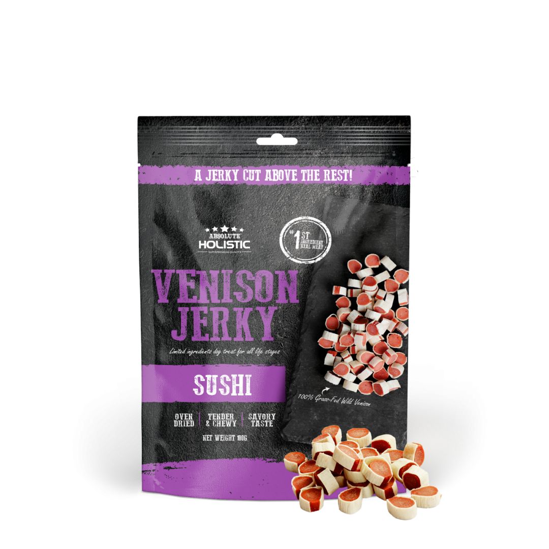 Absolute Holistic 100g Jerky Dog Treat Venison Sushi