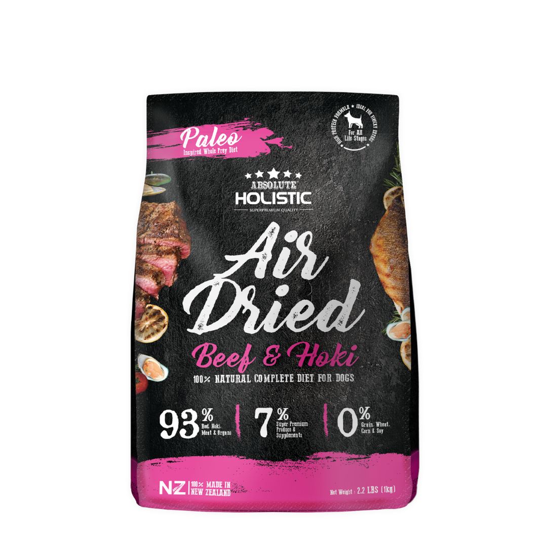 Absolute Holistic Dog 1kg Air Dried Beef & Hoki Dry Dog Food