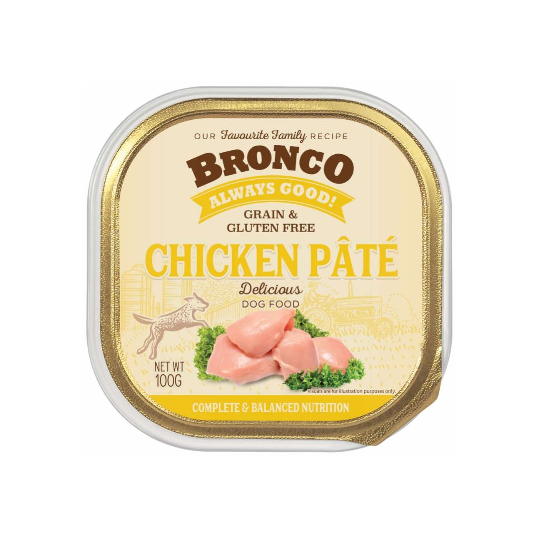 Bronco 100g Chicken Pate Dog Wet Food Tray