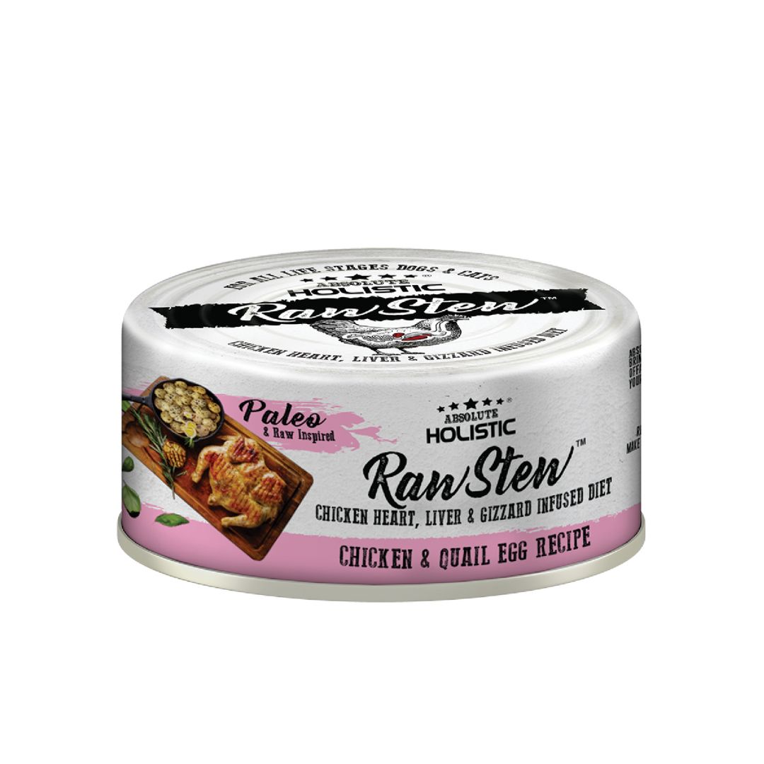 Absolute Holistic Rawstew 80g Chicken & Quail Egg  Wet Food For Cats And Dogs