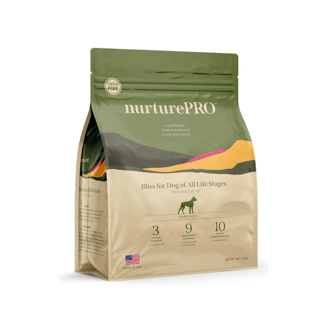(exp: 4 Sep 2025) Nurture Pro Bliss For Dog 1.8kg Pork With Fish Oil For All Life Stages Dry Dog Food