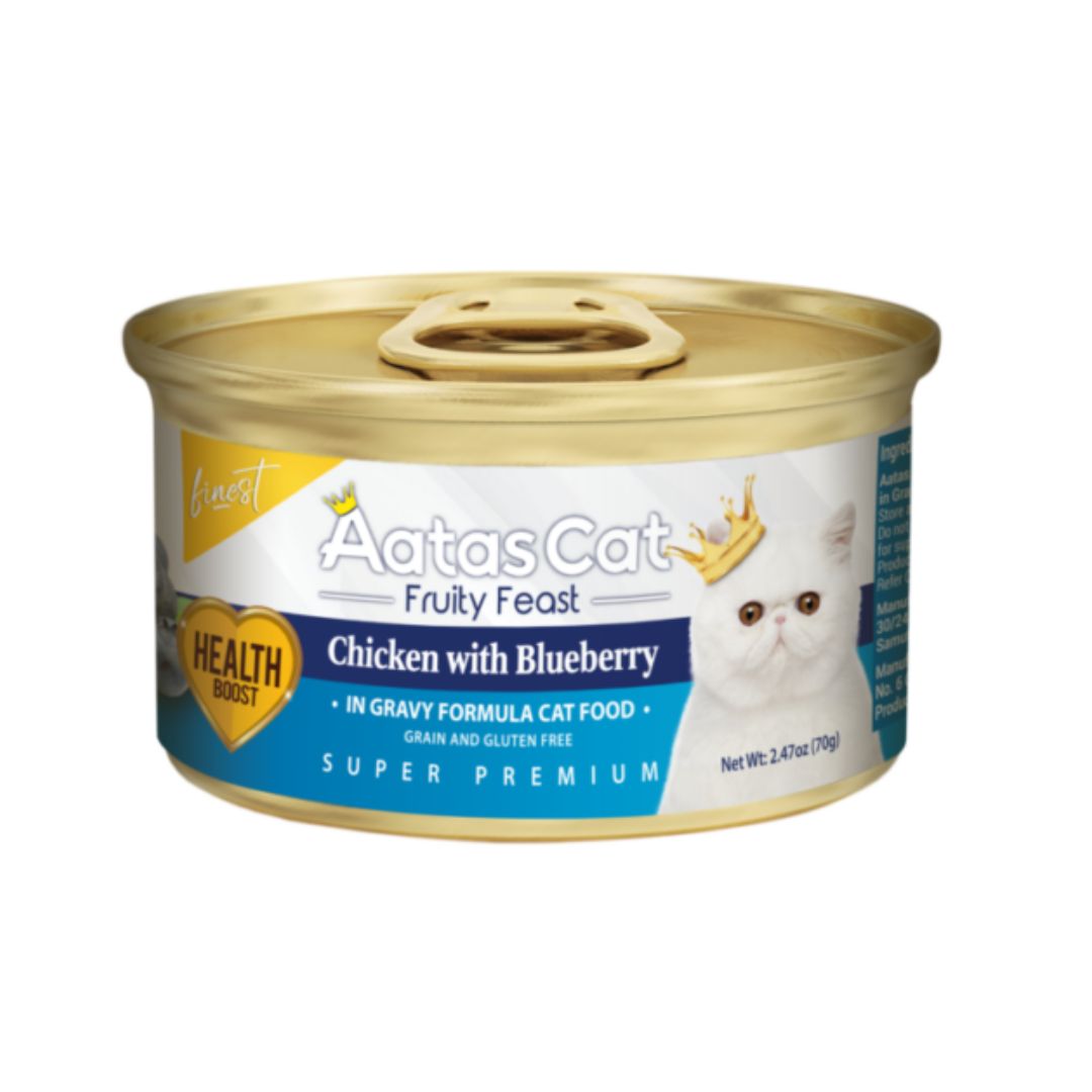 Aatas Cat 70g Finest Fruity Feast Chicken With Blueberry In Gravy Wet Canned Food