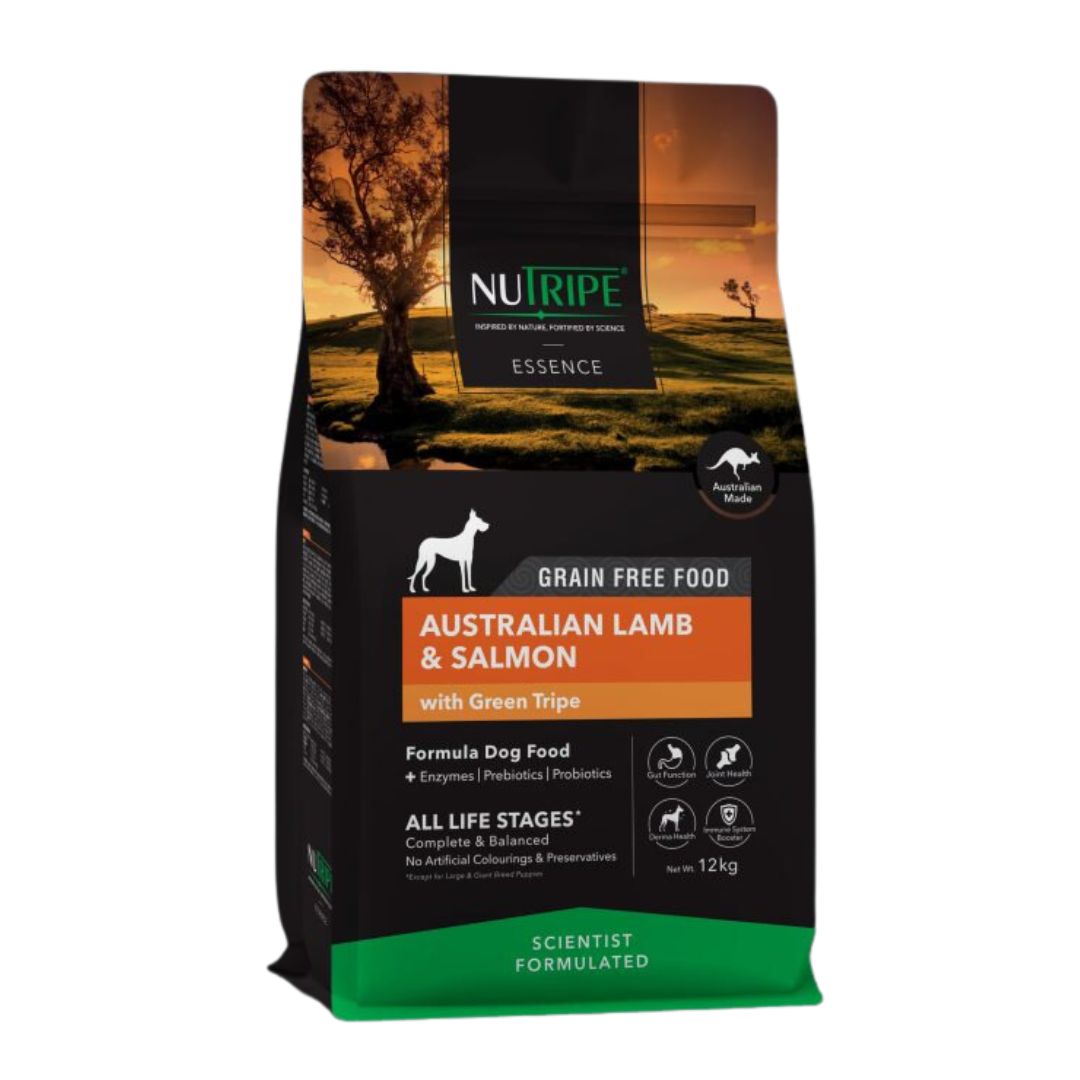 Nutripe Essence Dog 12kg Australian Lamb And Salmon With Green Tripe Dry Dog Food