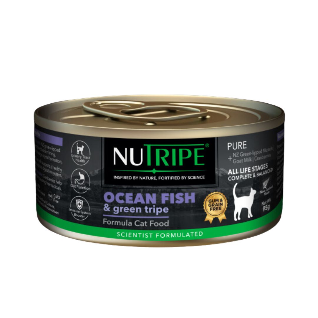 Nutripe Cat 95g Pure Ocean Fish & Green Tripe Cat (gum-free) Wet Canned Food