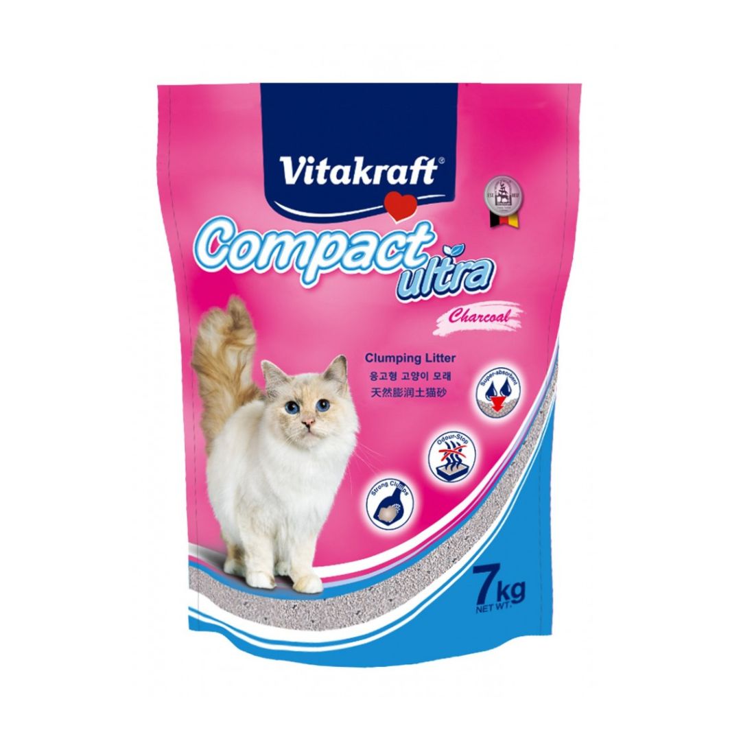 Vitakraft 7kg Compact Ultra Charcoal Clumping Cat Litter
