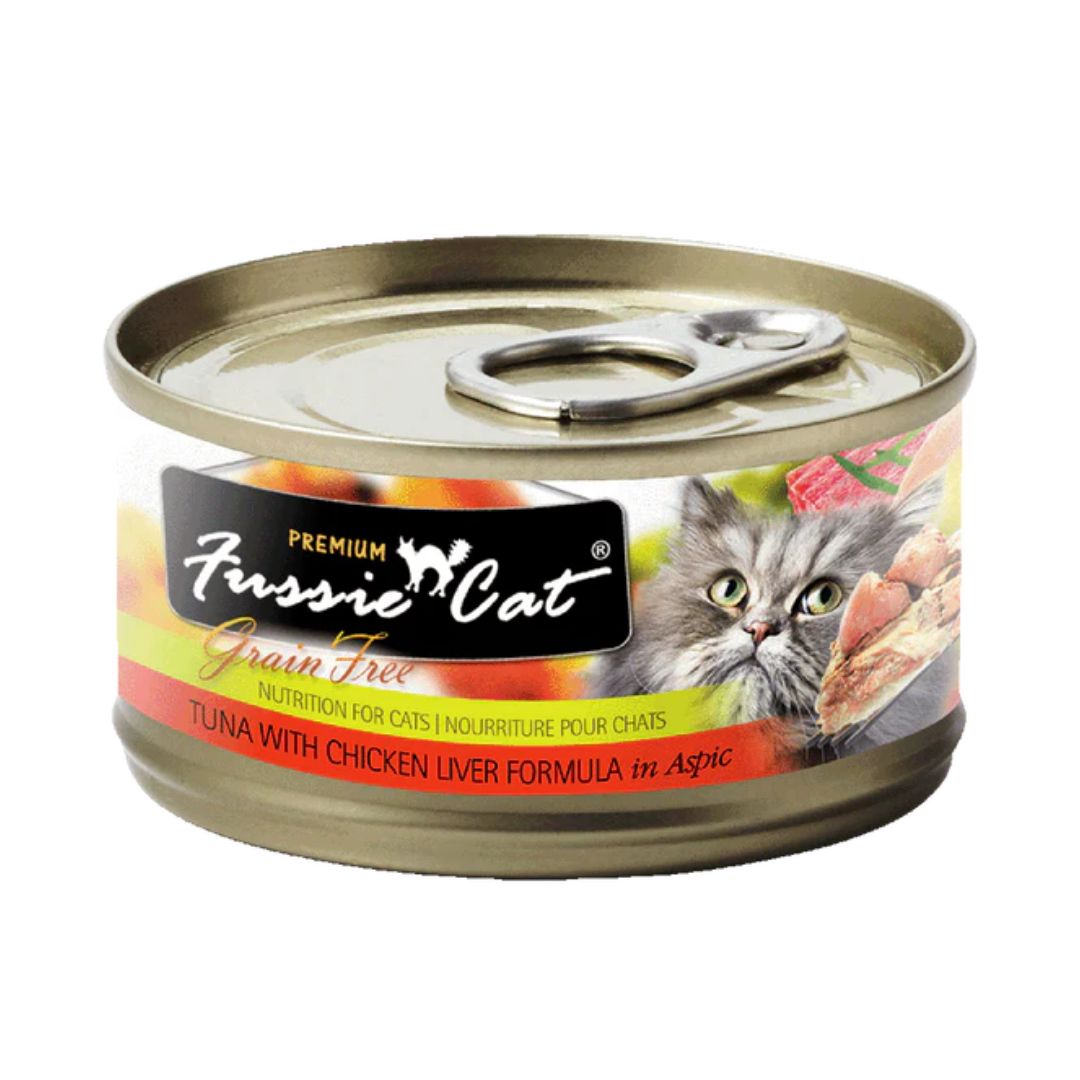 Fussie Cat Black Label 80g Tuna & Chicken Liver Wet Cat Food In Aspic