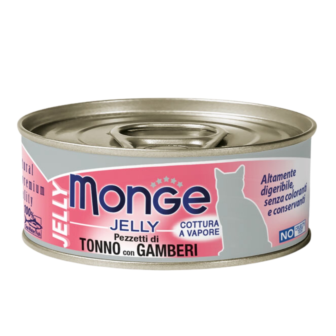 Monge Cat Jelly 80g Adult Tuna Flakes With Shrimp Wet Cat Food