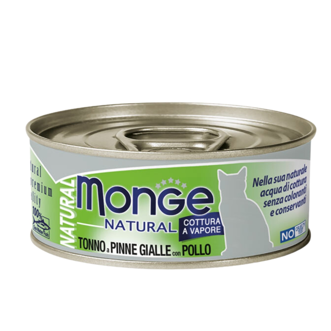 Monge Cat Natural 80g Adult Yellowfin Tuna Flakes With Chicken Wet Cat Food