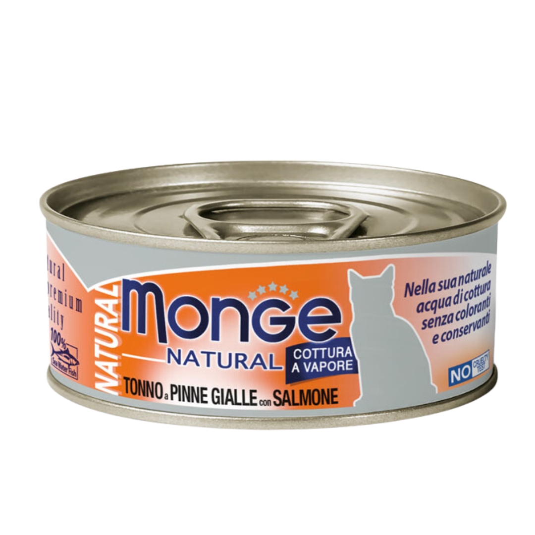 Monge Cat Natural 80g Adult Yellowfin Tuna Flakes With Salmon Wet Cat Food