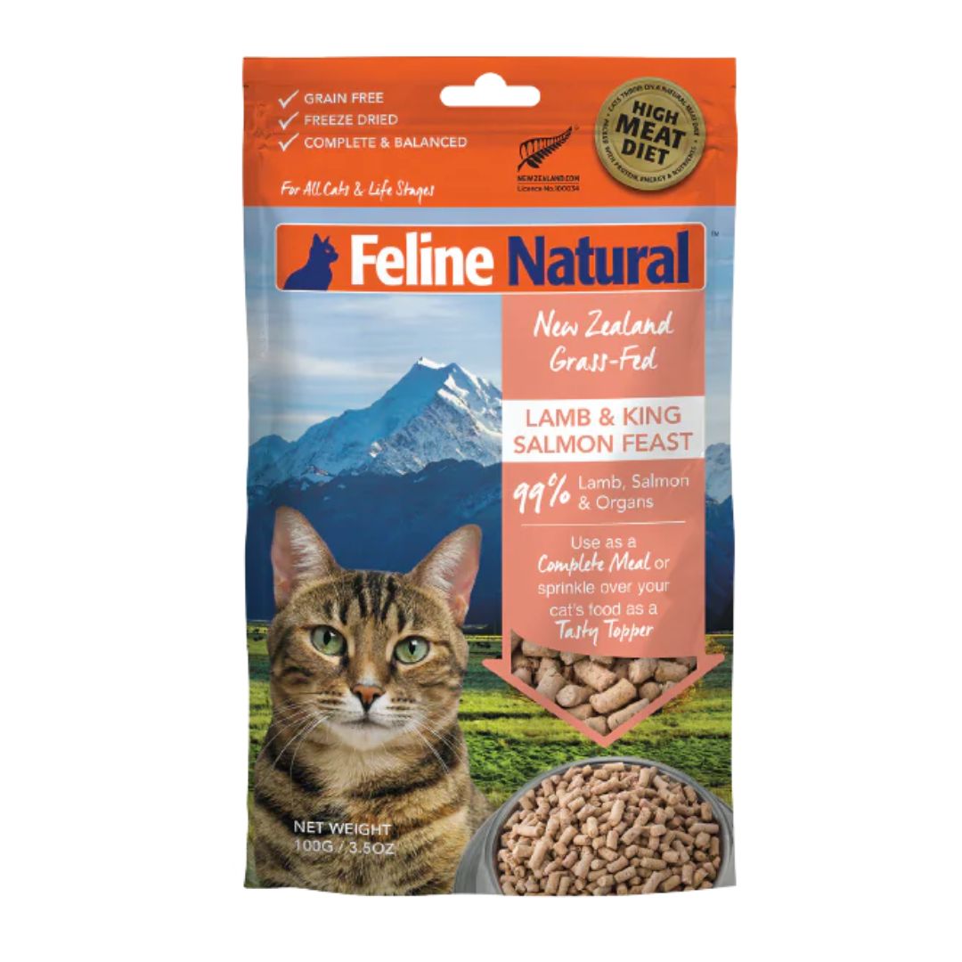 Feline Natural Freeze Dried Topper 100g Lamb & King Salmon Feast Dry Cat Food