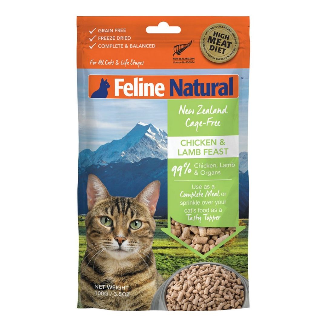 Feline Natural Freeze Dried Topper 100g Chicken & Lamb Feast Dry Cat Food