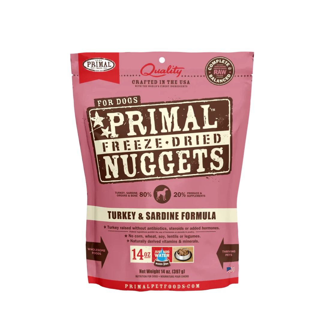 Primal Dog 397g Freeze-dried Nuggets Canine Turkey & Sardine Formula Dry Dog Food