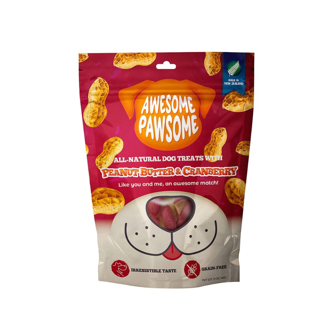 Awesome Pawsome 85g Grain Free Peanut Butter & Cranberry Dog Treat