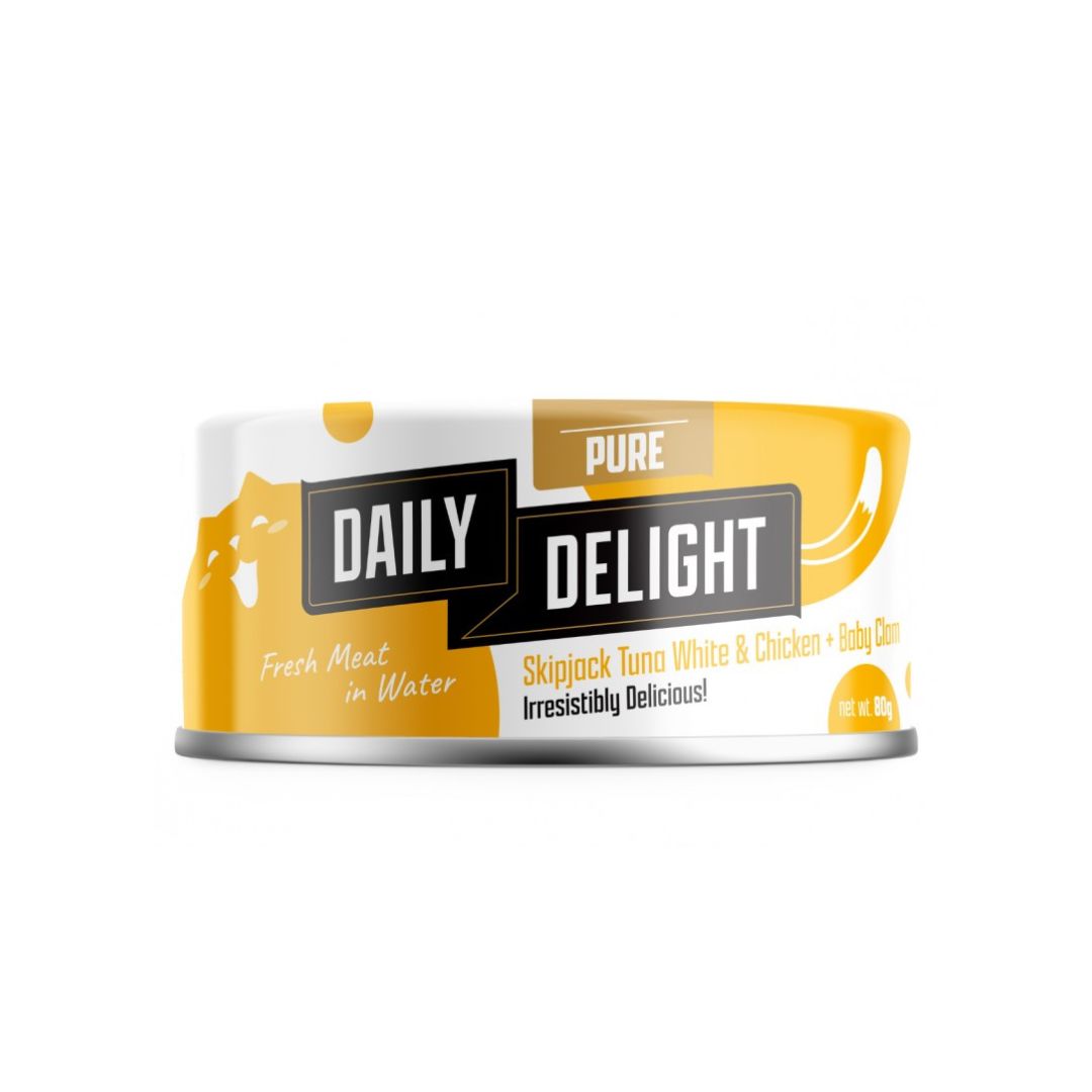 Daily Delight Cat Pure 80g Skipjack Tuna White & Chicken With Baby Clam Wet Cat Food