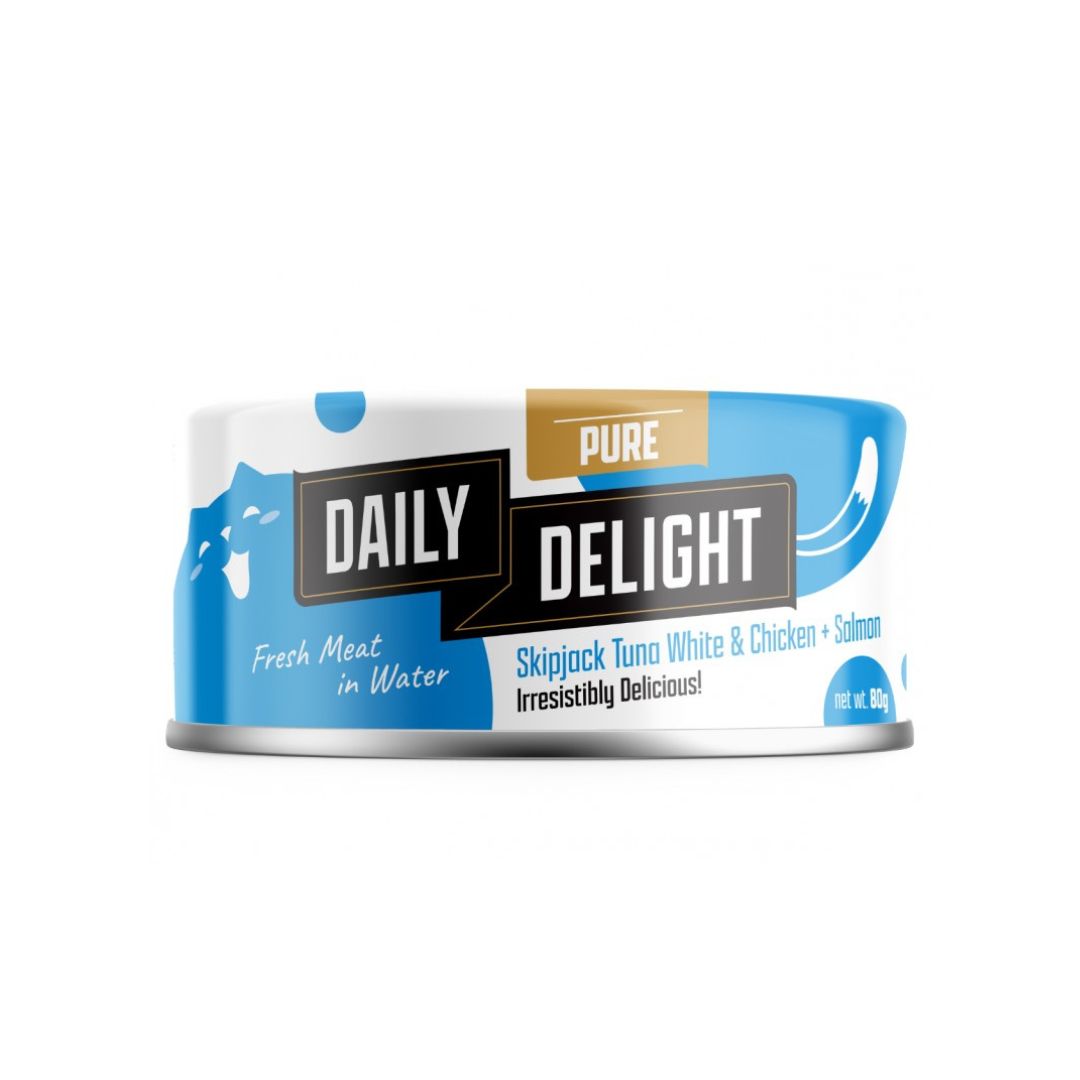 Daily Delight Cat Pure 80g Skipjack Tuna White & Chicken With Salmon Wet Cat Food