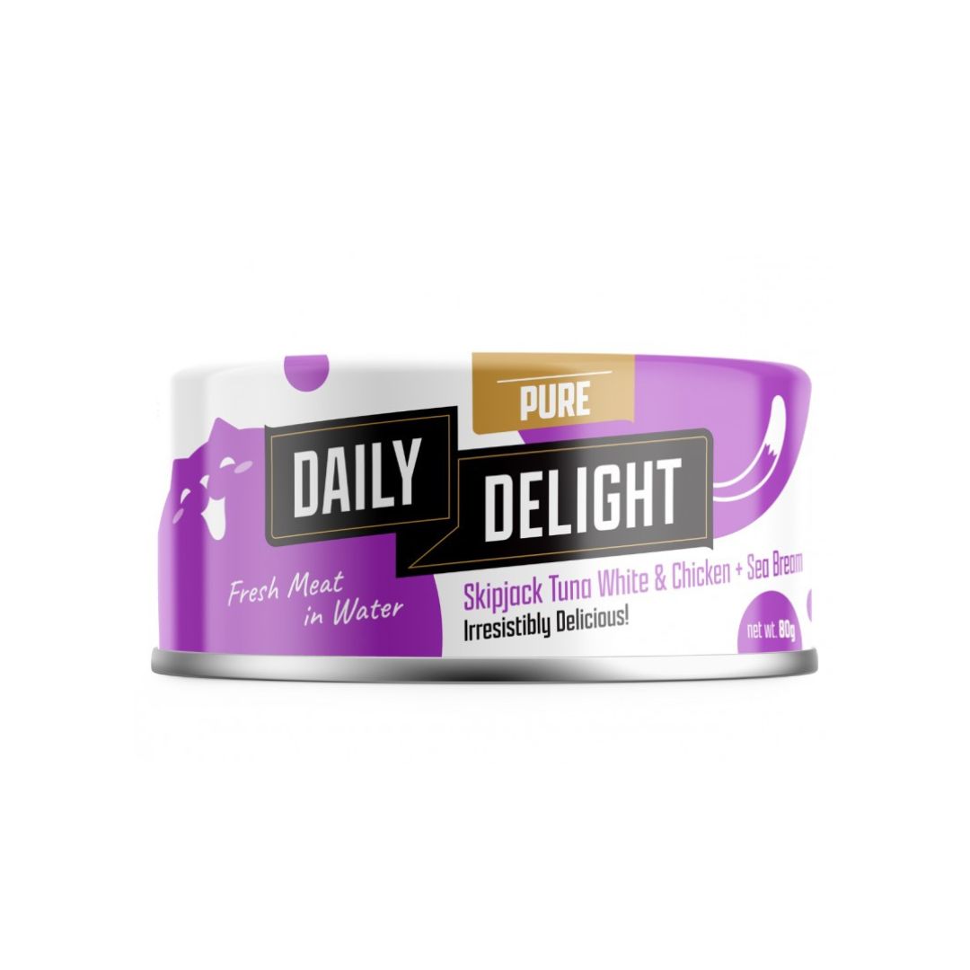 Daily Delight Cat Pure 80g Skipjack Tuna White & Chicken With Sea Bream Wet Cat Food
