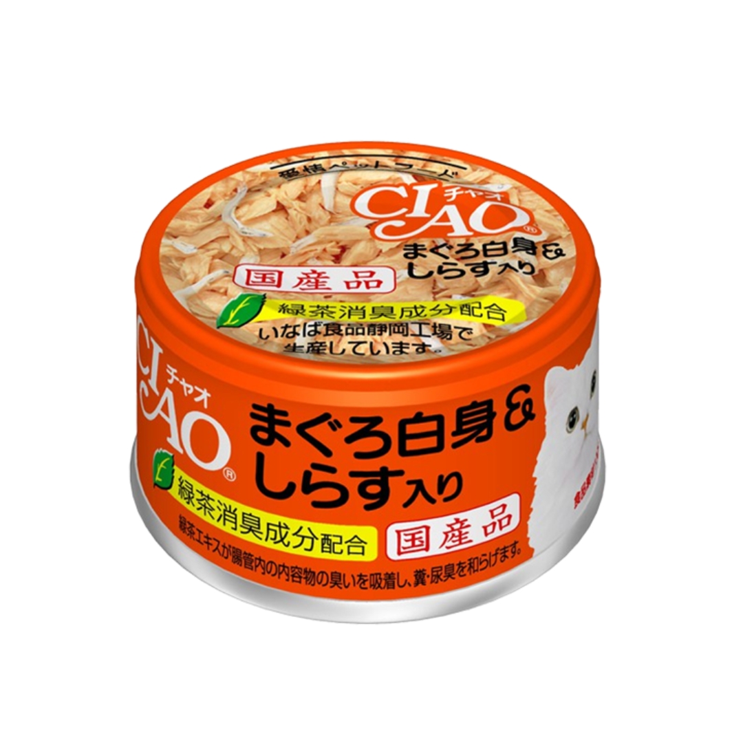 Ciao Can 85g White Meat Tuna With Shirasu In Jelly Wet Cat Food