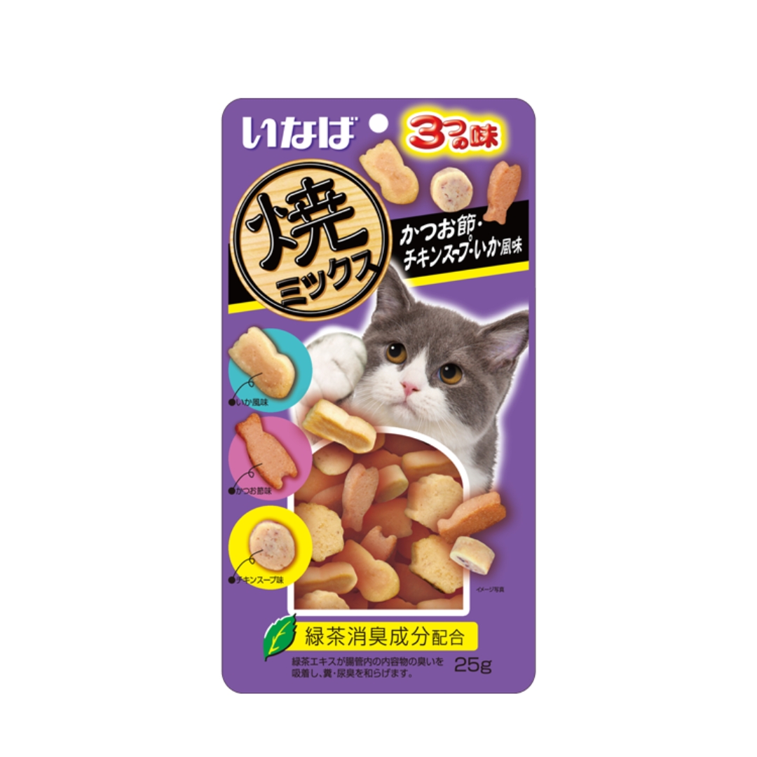 Ciao Soft Bits 25g Mix Tuna & Chicken Fillet With Dried Bonito Chicken Soup & Squid Cat Treat
