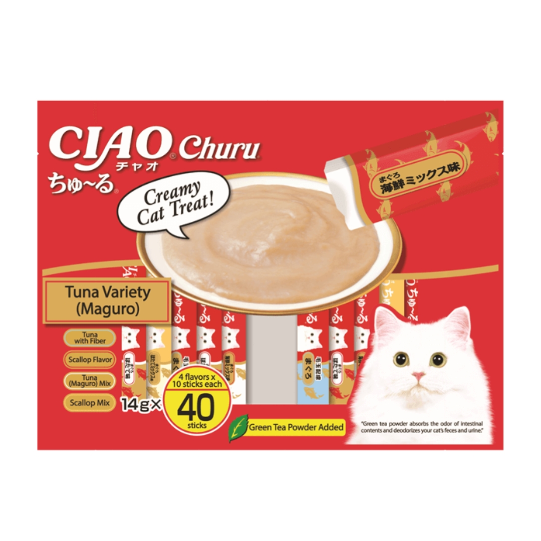 (exp: 14 Sep 2025) Ciao Churu 14gx40 Tuna Scallop Mix Cat Treat